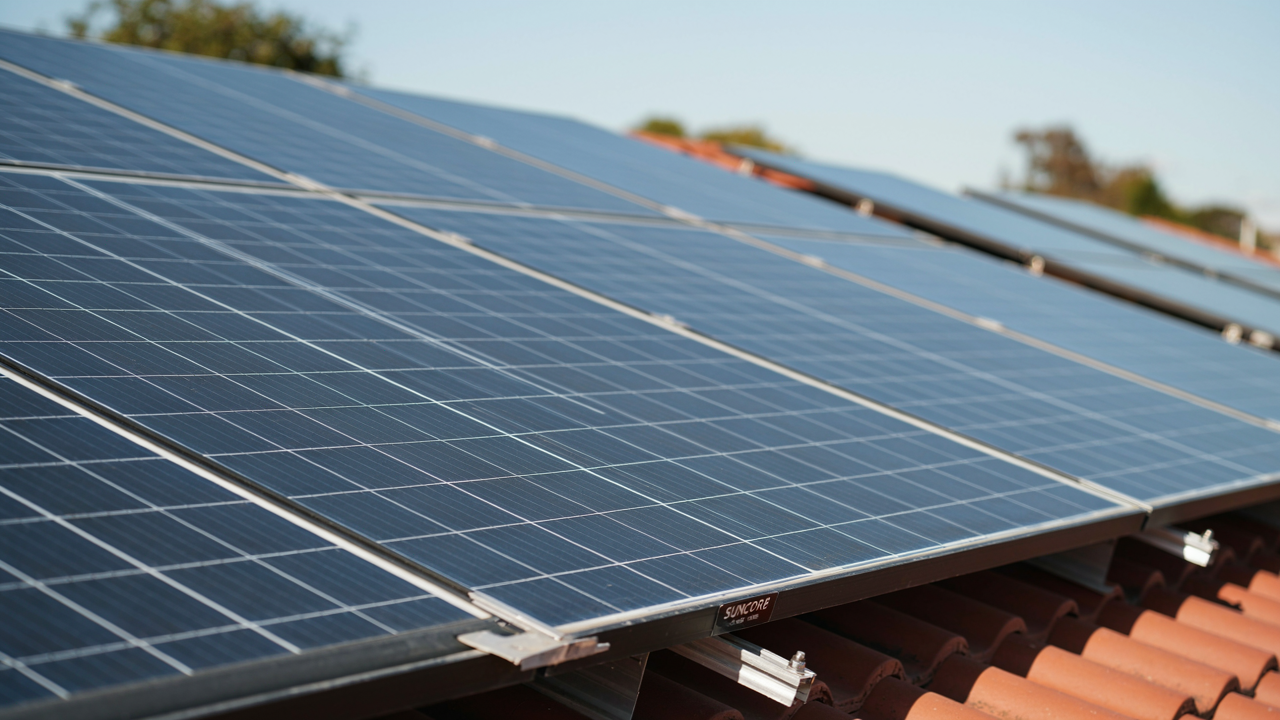 Installation de panneaux solaires sur un toit en tuiles à Albi, sous un ciel dégagé